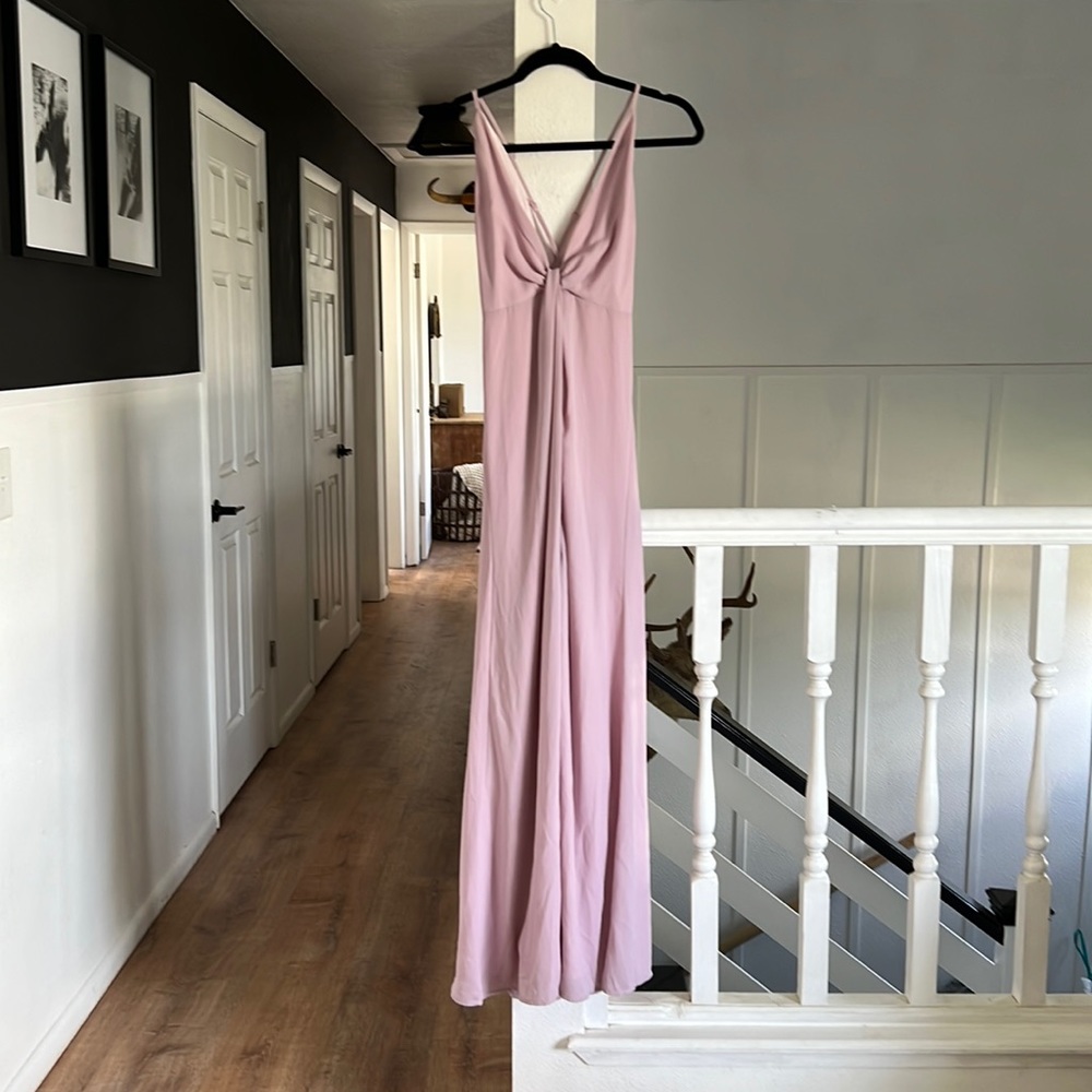 Tobi lilac pink maxi dress with center slit vneck size XS